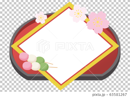 三色餃子，紅色托盤和懷石框架套裝 63581267