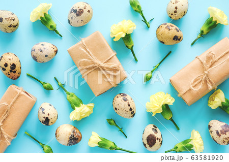 Spring floral and eggs backdrop or wallpaper. 63581920