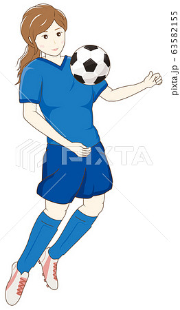 サッカーをする女性05のイラスト素材