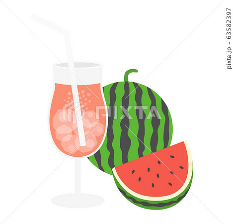 スイカジュースのイラスト 63582397