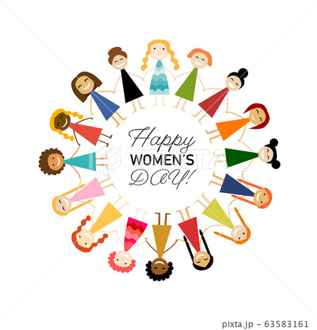 International Women s Day. Vector illustration with cute women for your design card, poster, flyer and other. Female characters International Women s Day. Vector illustration with cute women for your design card, poster, flyer and other. Female characters 63583161