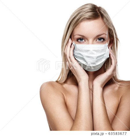 corona virus concept. woman in protective mask corona virus concept. woman in protective mask 63583677