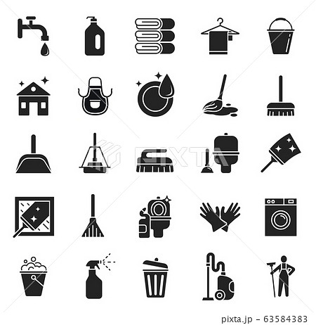 Cleaning Home Appliances Icons Set Stock Illustration - Download