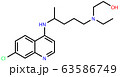 Structural formula of Hydroxychloroquine, a substance active against the COVID-19 coronavirus and malaria 63586749