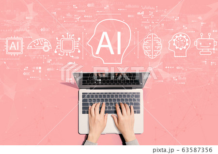 AI concept with person using laptop 63587356