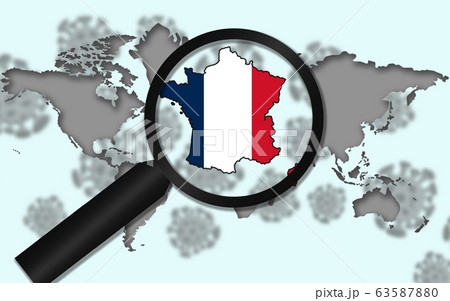 France corona virus crisis with a magnifying glass 63587880