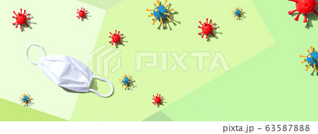 Surgical mask with influenza and Covid-19 concept 63587888