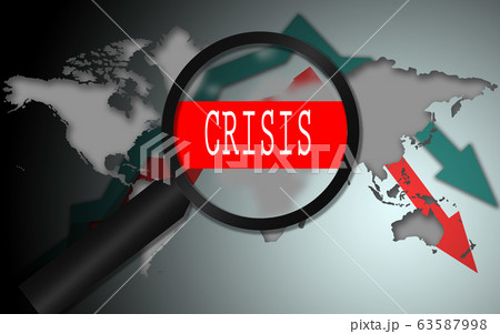 World economy crisis with a magnifying glass 63587998