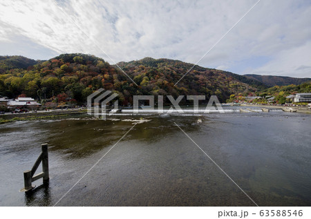 Katsuragawa river with colourful forest mountain Katsuragawa river with colourful forest mountain 63588546