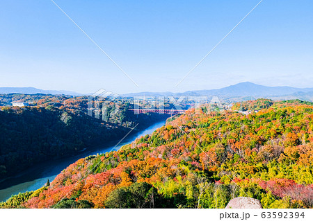 苗木城跡の風景(笠置矢倉跡から恵那峡・笠置山を望む) 苗木城跡の風景(笠置矢倉跡から恵那峡・笠置山を望む) 63592394
