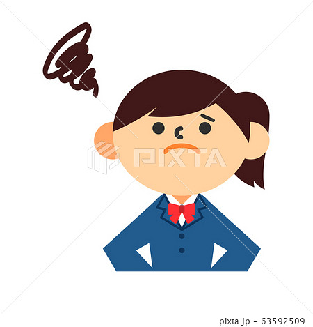 学生 女の子 制服 不満 不安 困惑のイラスト素材