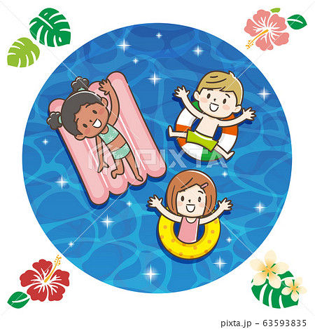 水面　子供　浮き輪 63593835