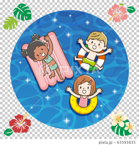 水面　子供　浮き輪 63593835