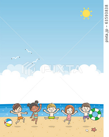 子供 海水浴 ジャンプのイラスト素材