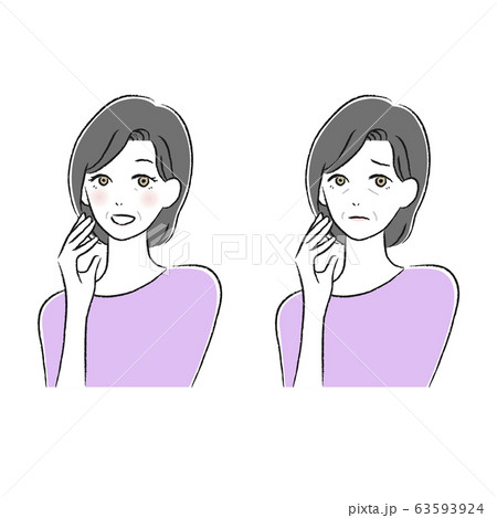 女性　喜び悲しみ　セット 63593924