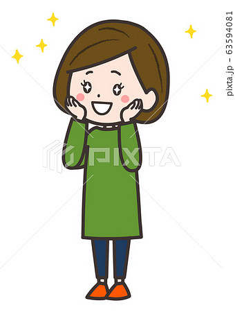 憧れを抱く女性 ポーズ イラストのイラスト素材