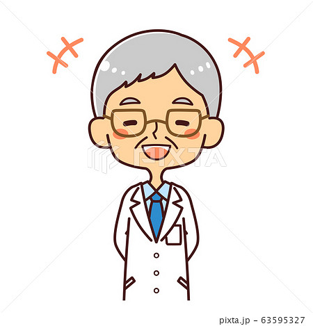 医者 ドクター シニア男性 イラスト 笑顔のイラスト素材