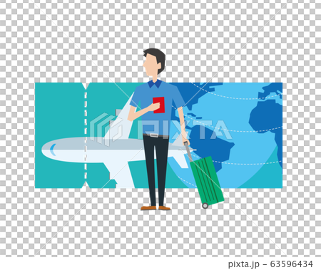 旅行　飛行機　チケット　海外旅行　空港　男性 63596434