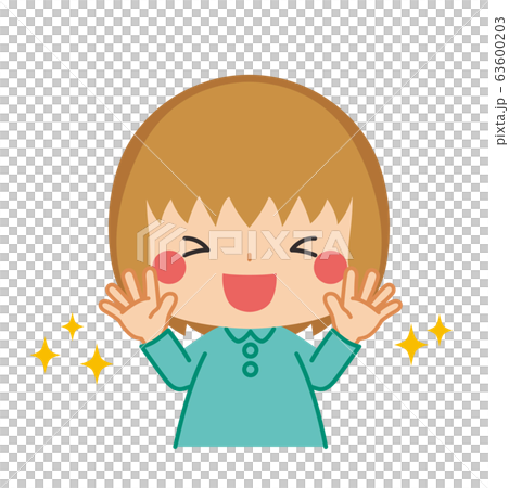 Little girl smiling with clean hands 63600203