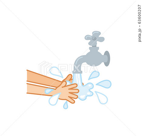水道水で手を洗うシンプルな図のイラスト素材