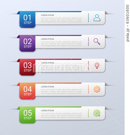 Business data visualization, infographic template with 5 steps on gray background, vector illustration Business data visualization, infographic template with 5 steps on gray background, vector illustration 63601600