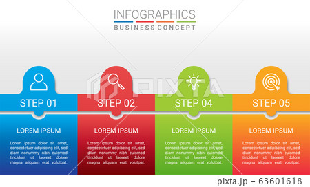 Business data visualization, infographic template with 4 steps on gray background, vector illustration Business data visualization, infographic template with 4 steps on gray background, vector illustration 63601618