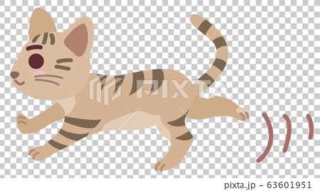 走る猫のイラストのイラスト素材
