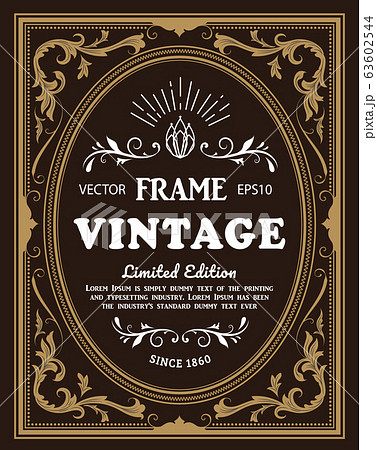 vintage frame label retro hand drawn engraving 63602544