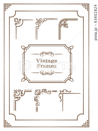レトロなノート風。フレーム用コーナーのセット 63602824
