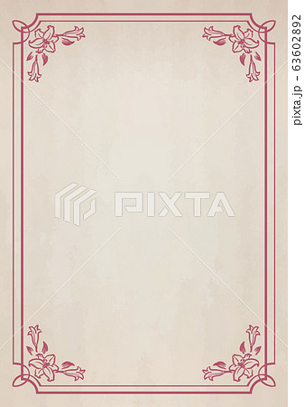 花を使ったレトロなノート風フレームと古紙テクスチャのイラスト素材 63602892 Pixta