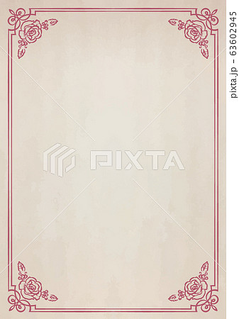 花を使ったレトロなノート風フレームと古紙テクスチャのイラスト素材 63602945 Pixta