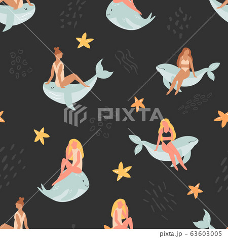 Summer seamless pattern with beautiful girls Summer seamless pattern with beautiful girls 63603005