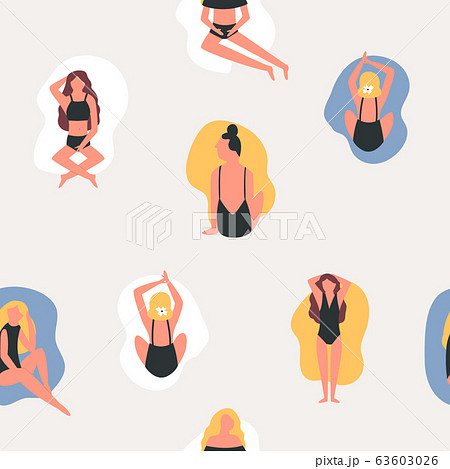 Summer seamless pattern with beautiful girls Summer seamless pattern with beautiful girls 63603026