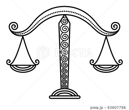 Zodiac Libra Sign, Balance Scales, Outline Drawing 63607798