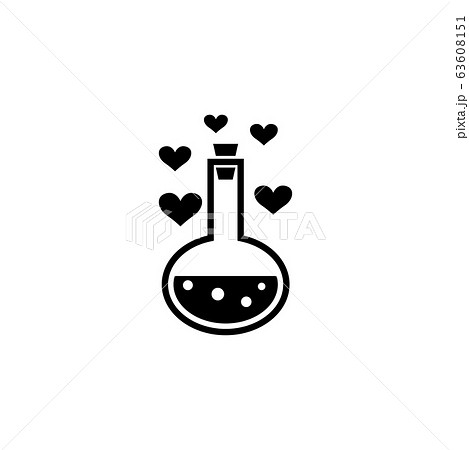Love Potion Tube with Hearts Bubbles Flat Vector 63608151