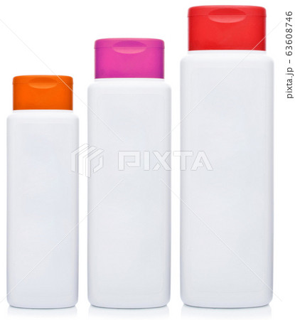 set of cosmetic bottles isolated on white 63608746