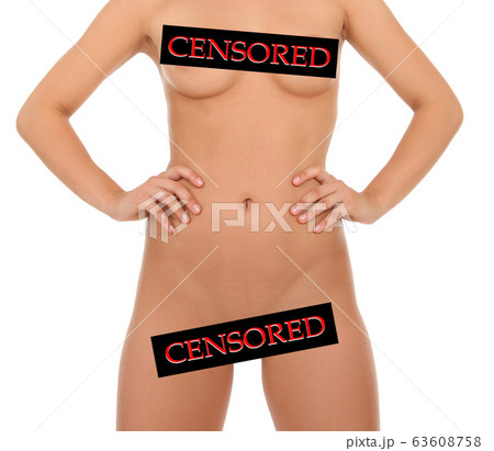 body of woman covered with censorship tapes 63608758