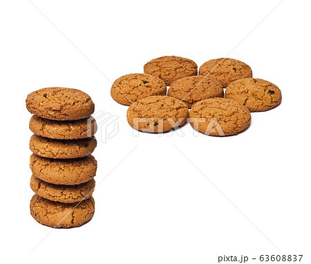 close-up image of chocolate chips cookies 63608837