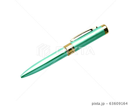 Green metal pen isolated on white 63609164
