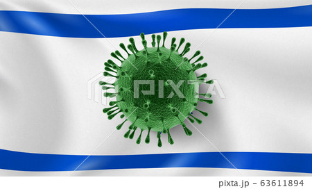 Coronavirus Model on the background of Israeli flag. 63611894