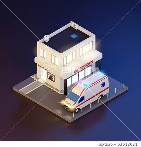 Emergency Hospital Entrance 3d isometric 63612021
