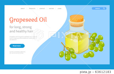 Grapes and Hair Oil in Bottle Postcard Vector 63612183