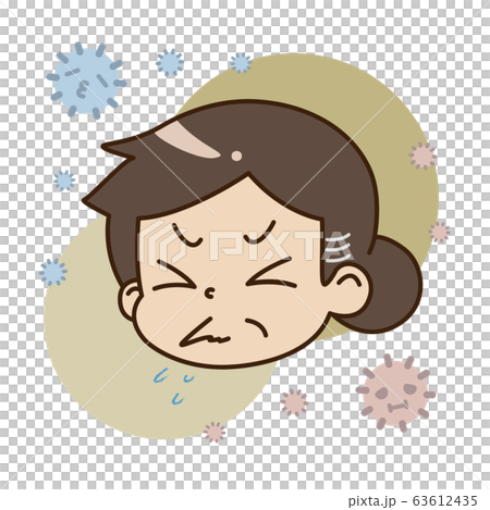 打噴嚏中年女子和屋塵的插圖 63612435