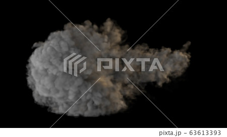Very detailed smoke trail of a cannon, gun or tank shot. 3D Rendering 63613393