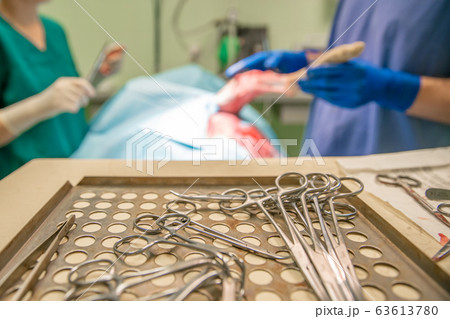 surgical instruments ready for surgery in the operating room surgical instruments ready for surgery in the operating room 63613780