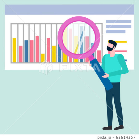 Worker with Loupe, Business Idea, Graph Vector 63614357