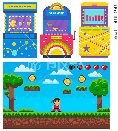 Gamble Machine, Pixel Game, Adventure Icon Vector 63614363