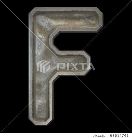 Industrial metal alphabet letter F on black background 3d Industrial metal alphabet letter F on black background 3d 63614741