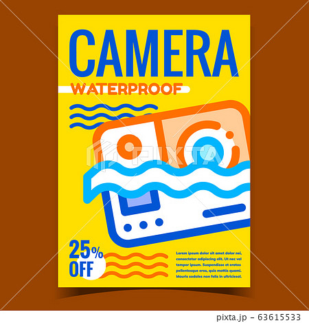 Waterproof Camera Promo Advertising Banner Vector 63615533