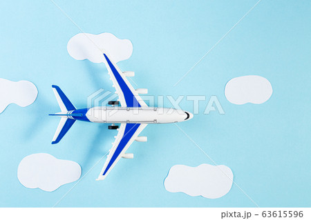 Model plane, airplane on blue pastel color 63615596